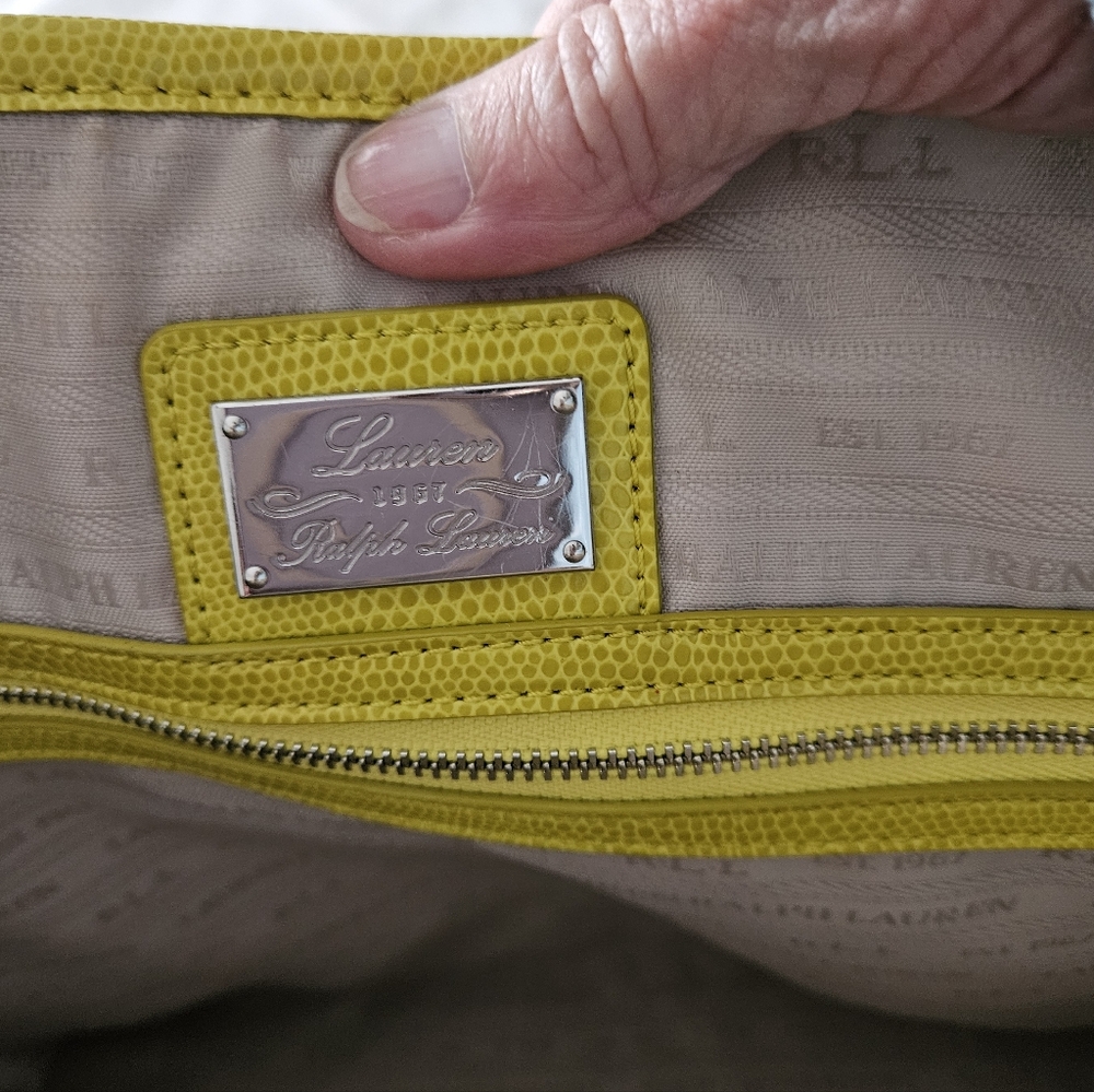 LAUREN RALPH LAUREN Tote Bag Leather Lemon Hand Bag - Picture 4 of 6